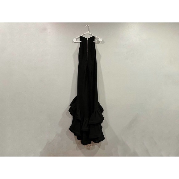 Betsy & Adam Hi Low Black Ruffle Gown 2 NWOT - Picture 5 of 8